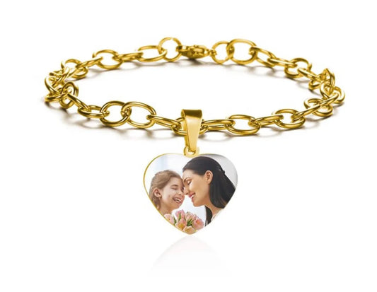 Custom Heart Photo Memorial Bracelet