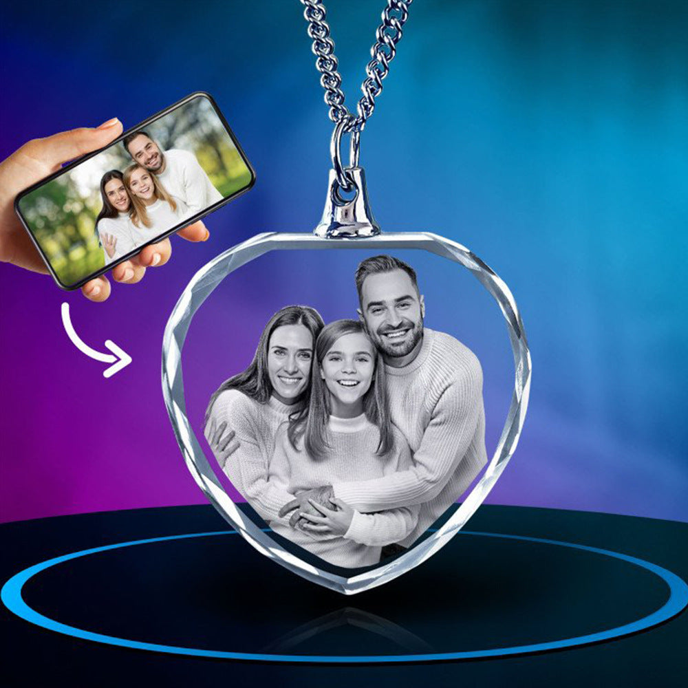 3D Memorial Photo Crystal Necklace