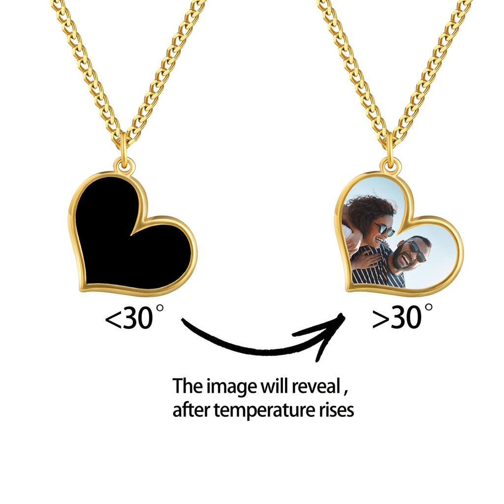 Personalized Heat-Activated Memorial Heart Necklace